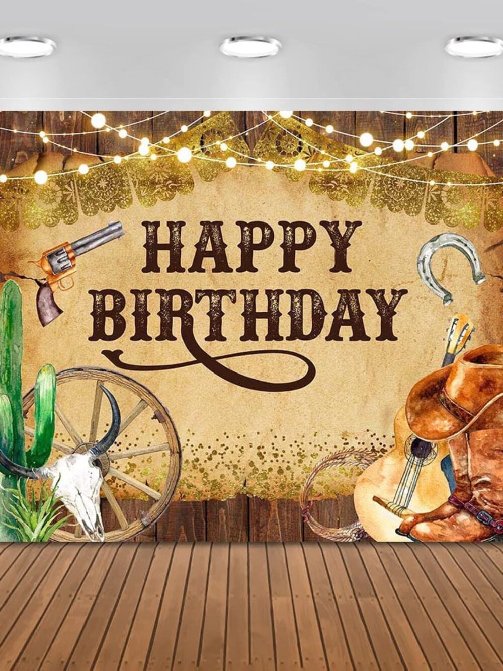 Western Birthday Party Decorations Cowboy Backdrop for Boys 7x5ft